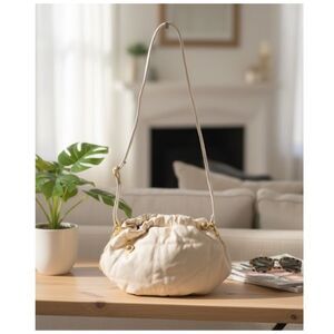 Cynthia Rowley Shoulder Bag White Faux Leather Crossbody Purse Adjustable Strap